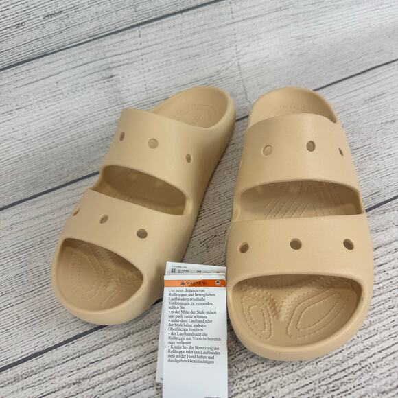Crocs Unisex Cream Classic Slip On Sandals Size Men's 11 - Picture 3 of 7